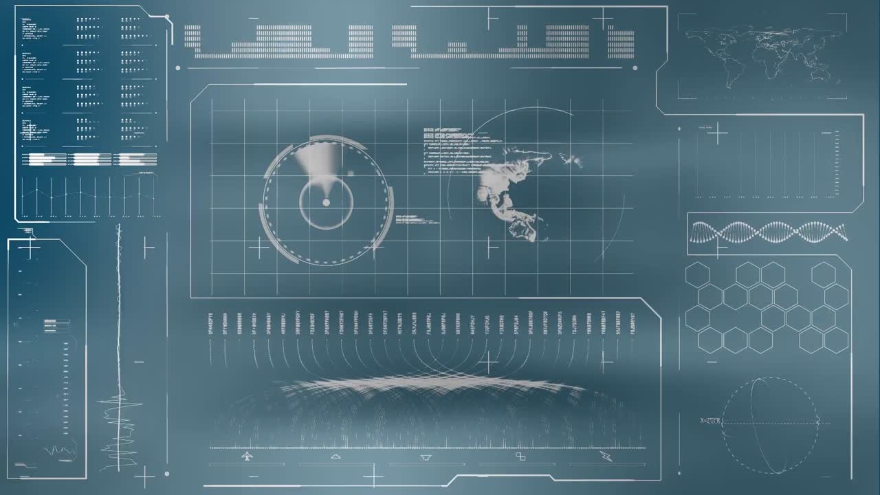 Animation of data processing over blurred background