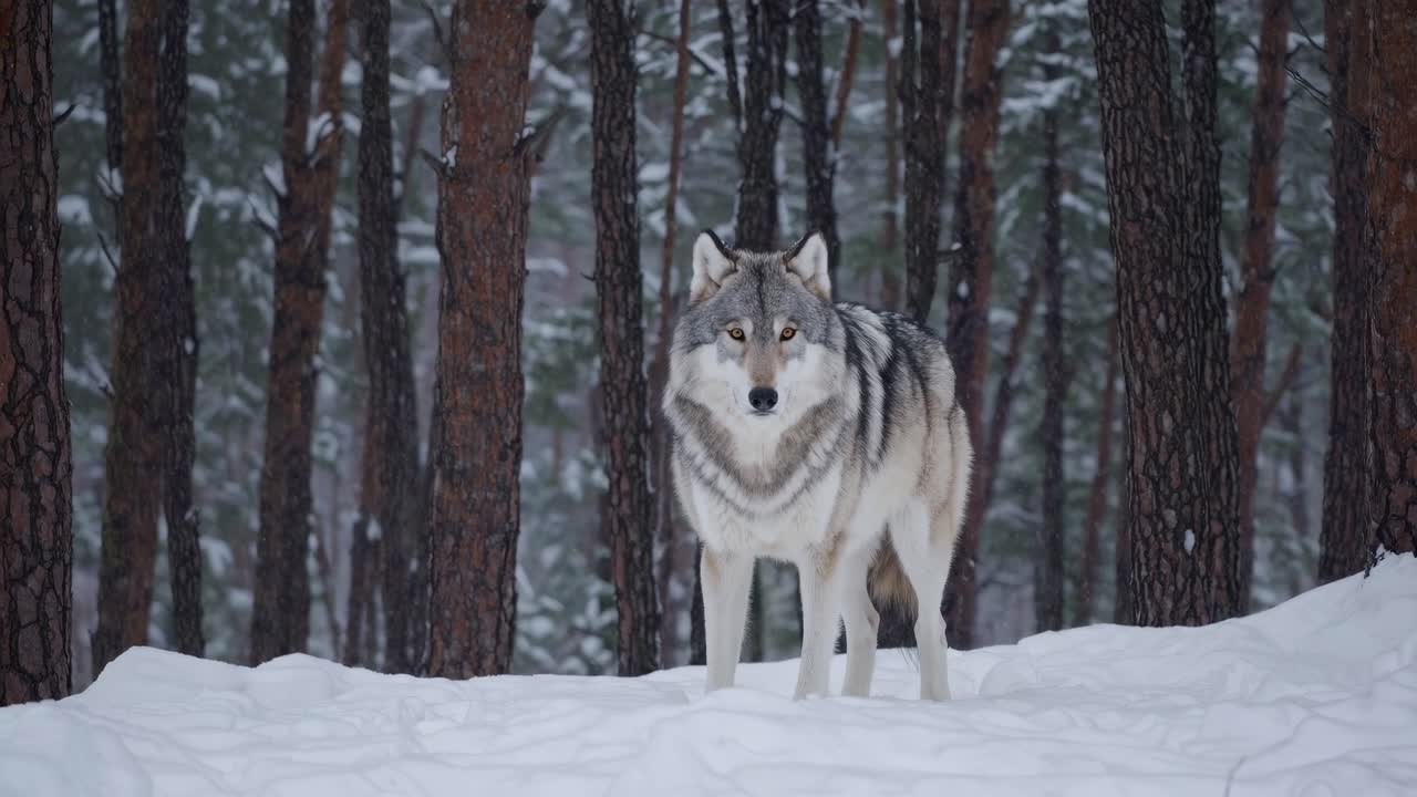 Wolf in a Winter Forest