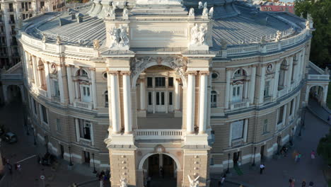 ukraine - odessa national academic theatre of opera and ballet, aerial drone closeup