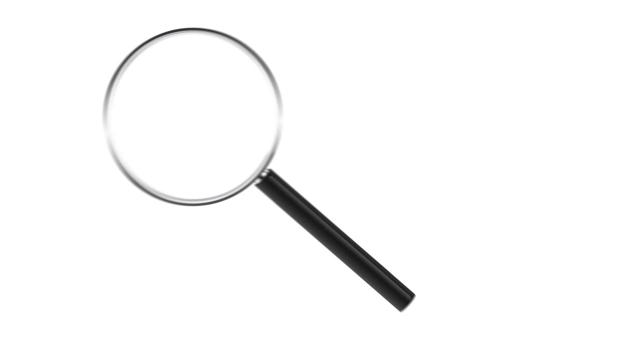 Magnifying glass isolated on white background. 4K