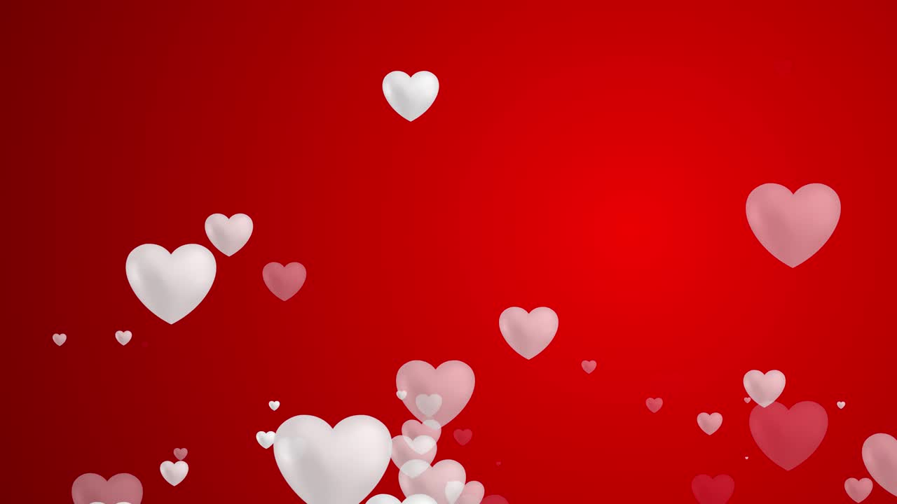Sfondo astratto 4K per San Valentino con cuori volanti a particelle.
