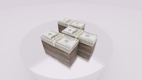 billetes de dólar billetes en paquetes en un brillante