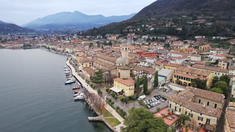 aerial view of city by garda lake