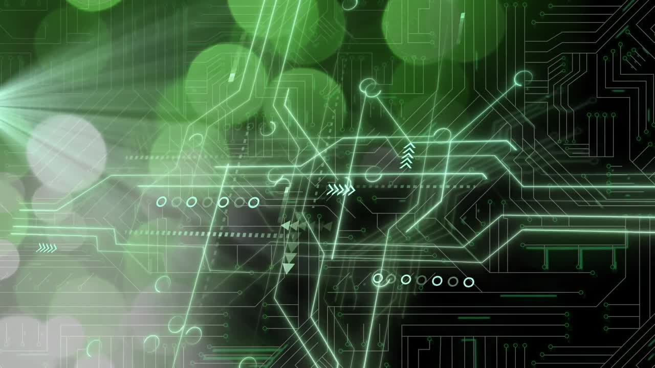 animación de la red de conexiones con puntos de luz sobre fondo negro