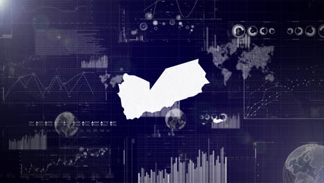fondo corporativo del país de yemen con elementos abstractos de gráficos de análisis de datos que muestran el análisis de datos video tecnológico con globo, crecimiento, gráficos, datos estadísticos del país de yemén