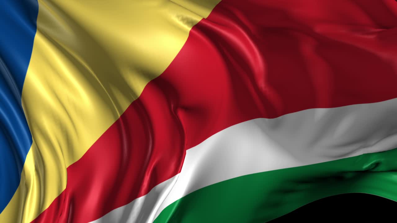 Beautiful 3d animation of Seychelles flag in loop mode