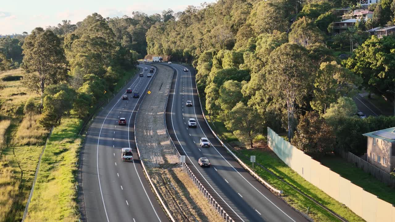 Flying above the Logan Motorway in Queensland in Australia