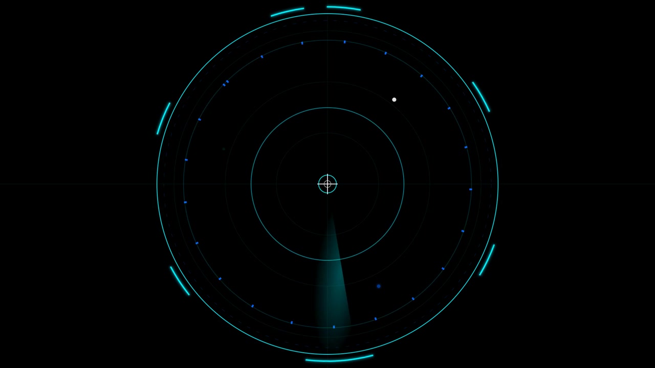 Interfaccia schermo radar digitale con raggio di scansione rotante