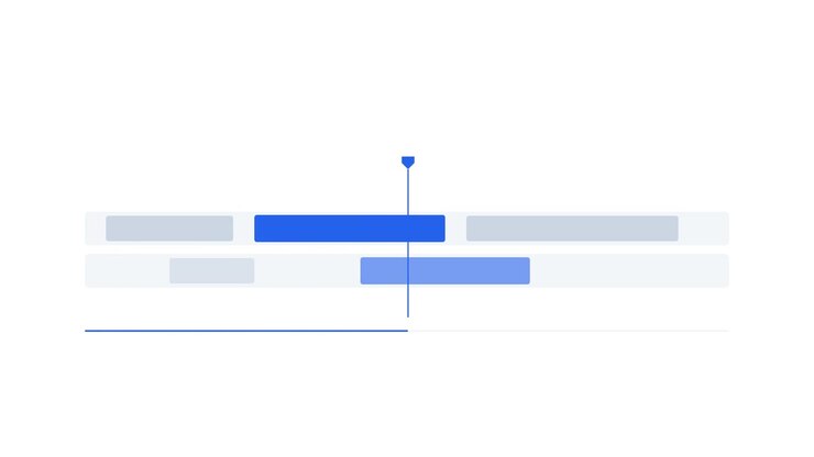 Interfaccia timeline di editing video digitale con testina di riproduzione in movimento