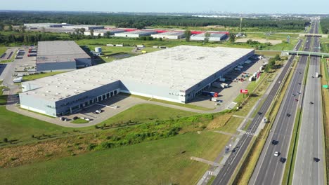 aerial view of goods warehouse