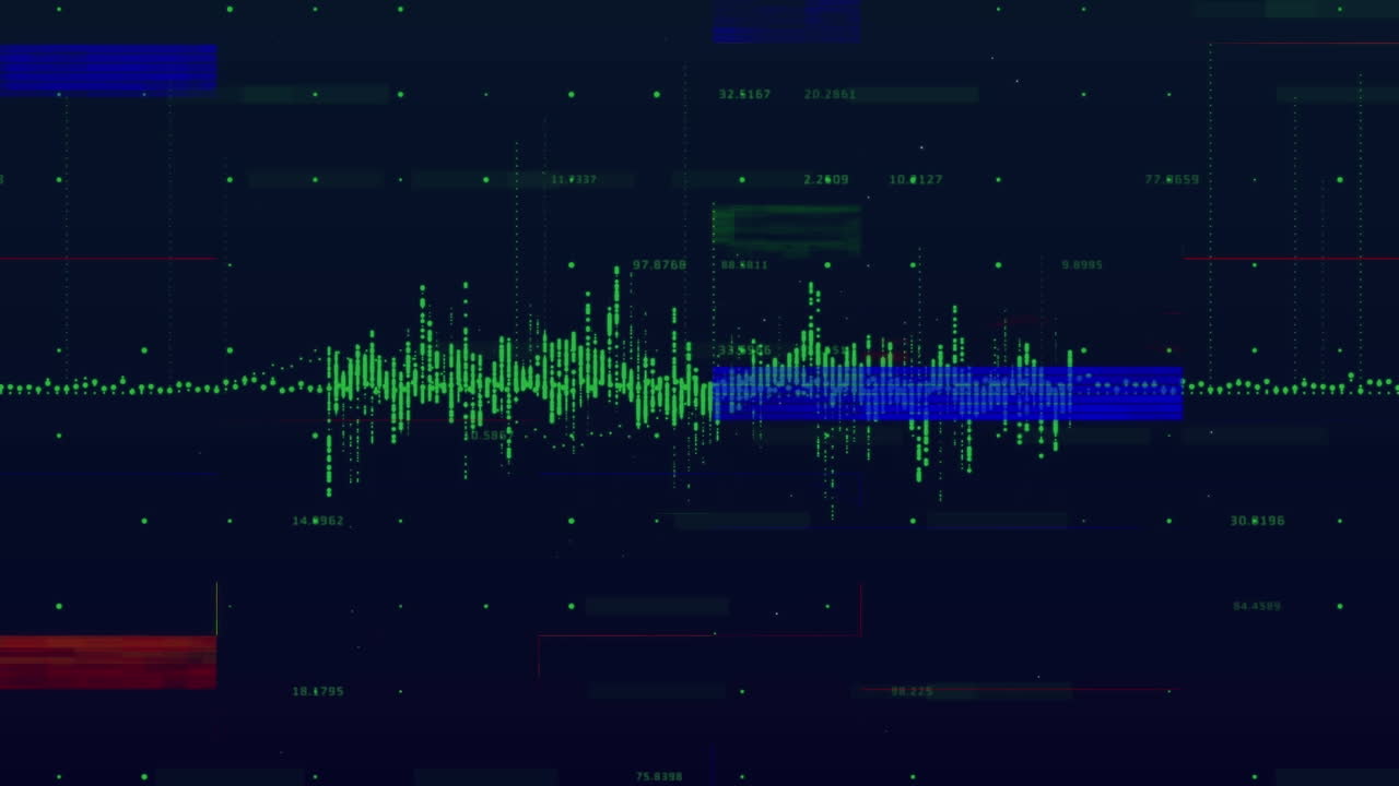 Animation of interference over data processing on black background