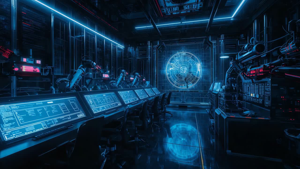 Futuristic Cyberpunk Control Room