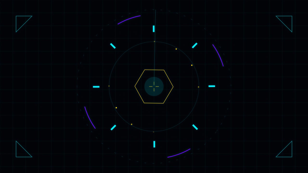 Futuristic Digital Radar Interface Scanning in Circular Motion