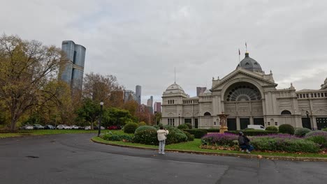 tourist exploring melbourne museum and surrounding park