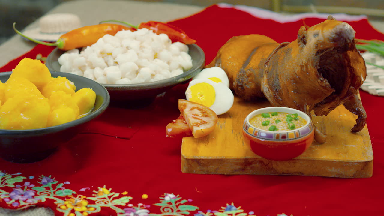 에콰도르, 페루, 콜롬비아, 볼리비아에서 구운 기니피그