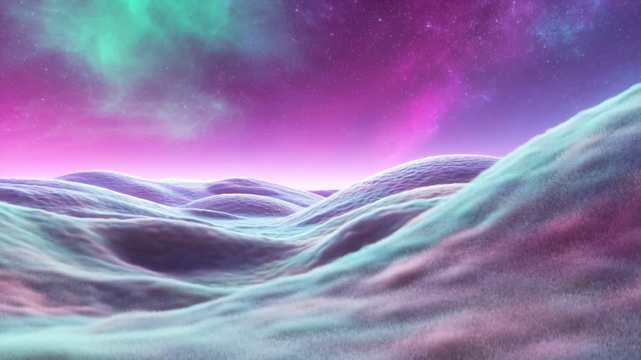 Vibrant Alien Landscape with Nebula Sky