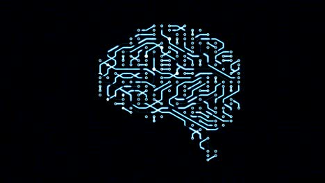 seamless looping animation of a brain circuit board.