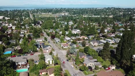 aerial view of residential area in west seattle, neighborhood in seattle, washington - aerial drone shot