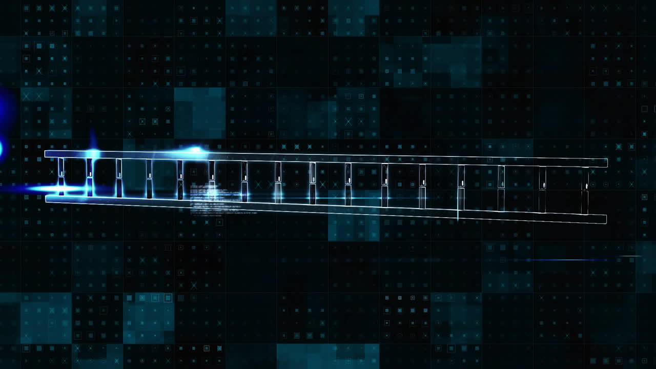 Animation of digital data processing and dna strand over black background