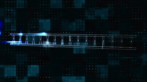 animación del procesamiento de datos digitales y cadena de adn sobre fondo negro