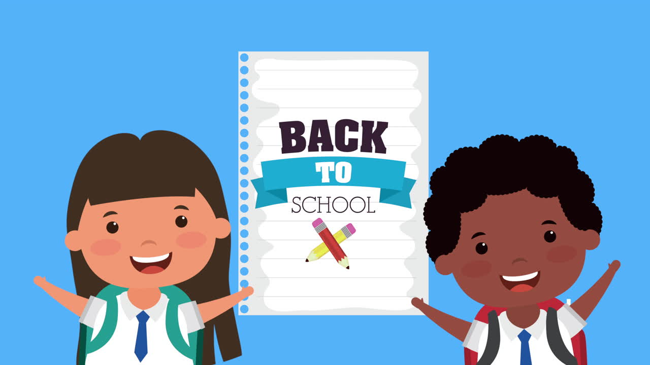 학교로 돌아와 인종 간의 아이들과 종이 시트를 가지고