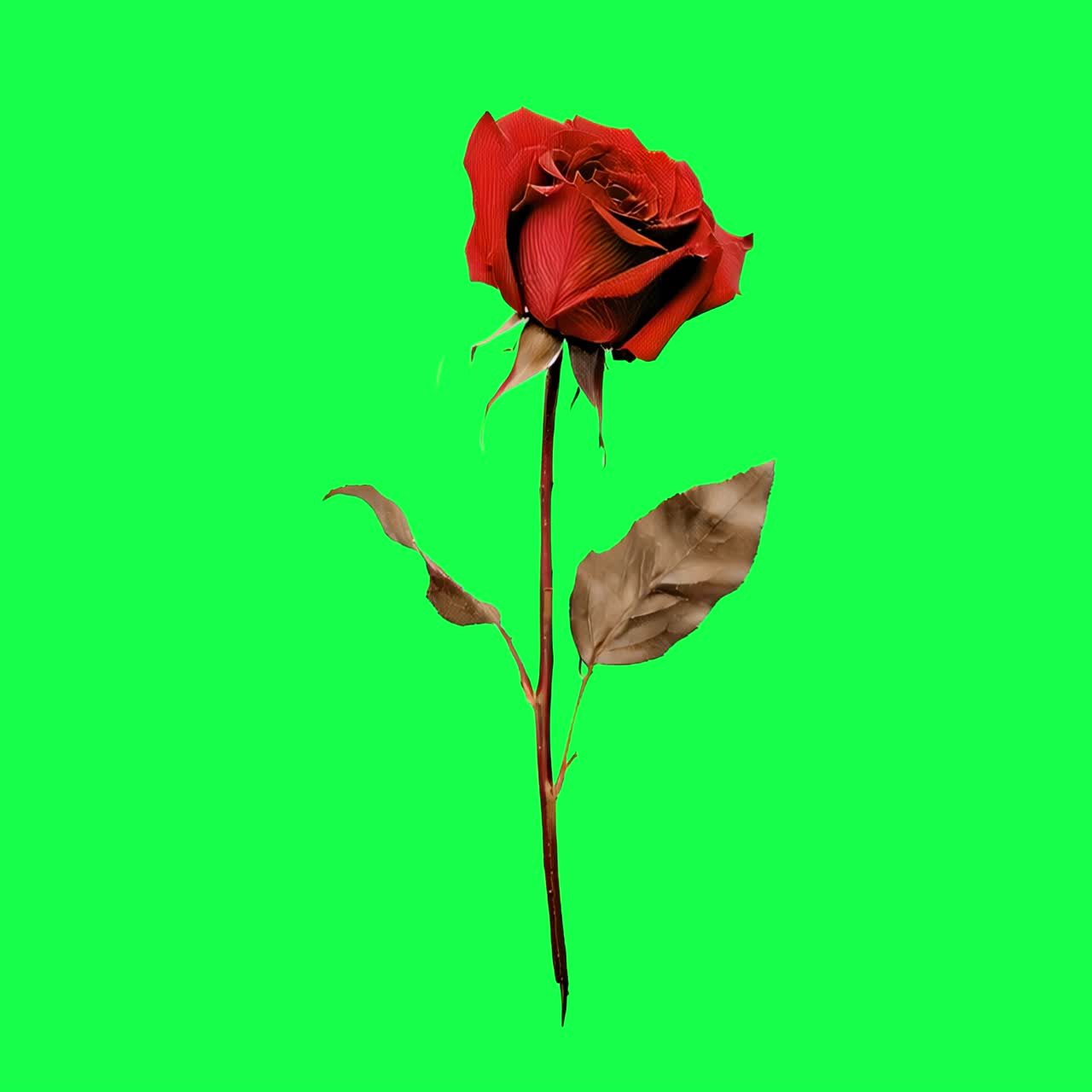 Vintage red rose animation, transparent 4K video, green screen ...