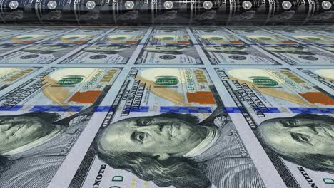 printing one-hundred dollar bills stock video 4k
