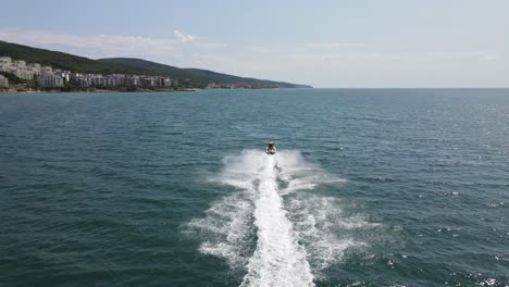 a jetski at high speed in the black sea