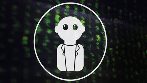 animación de un procesamiento de datos sobre una placa de circuitos informáticos