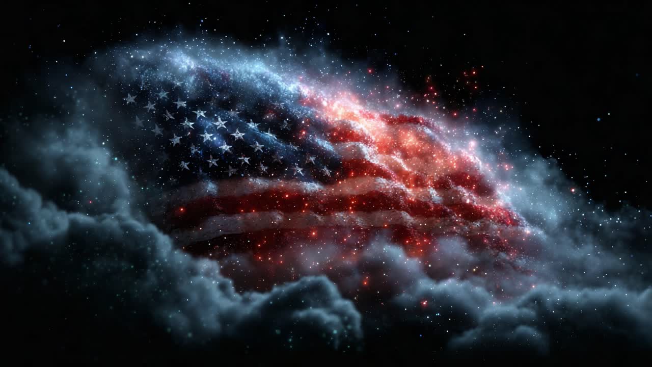 A Cosmic Display of Patriotism: An Artistic Representation of the American Flag Enhanced by Stunning Cosmic and Nebula Backgrounds