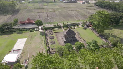 beautiful aerial view of banyunibo temple, a buddhist temple located not far from ratu boko temple and prambanan temple