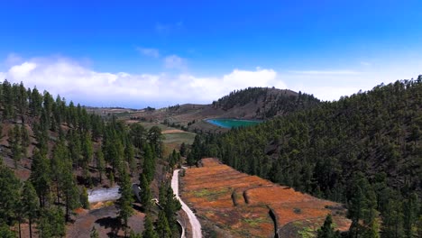 scenic view of mohino mountain and trevejos reservoir in canary islands
