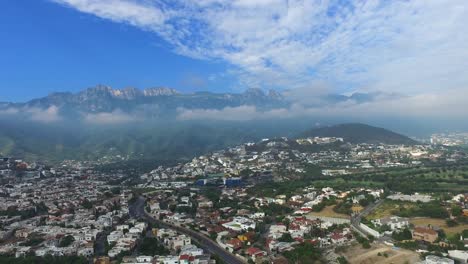 Aerial-wide-shot-of-San-Pedro-Garza-Garcia,-Mexico