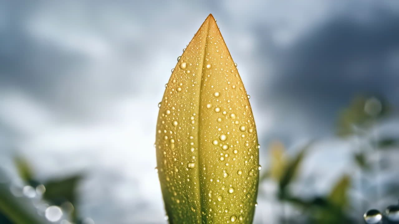 Close-up of a leaf with water droplets