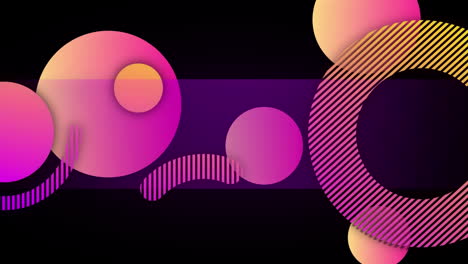 animation of orange and pink spheres, curves and rings, floating on black background