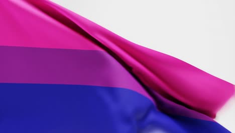 Bisexual-Pride-Flag-flowing-against-white-background,-3D-animation