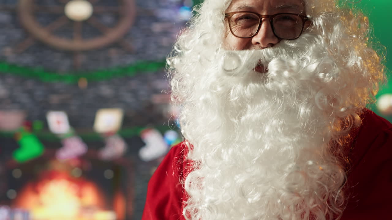 Santa Claus Reading a Letter by the Fireplace