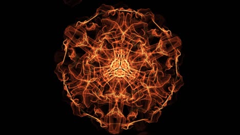 fiery fractal animated mandala, abstract video in orange, red and yellow, nice symmetric shape