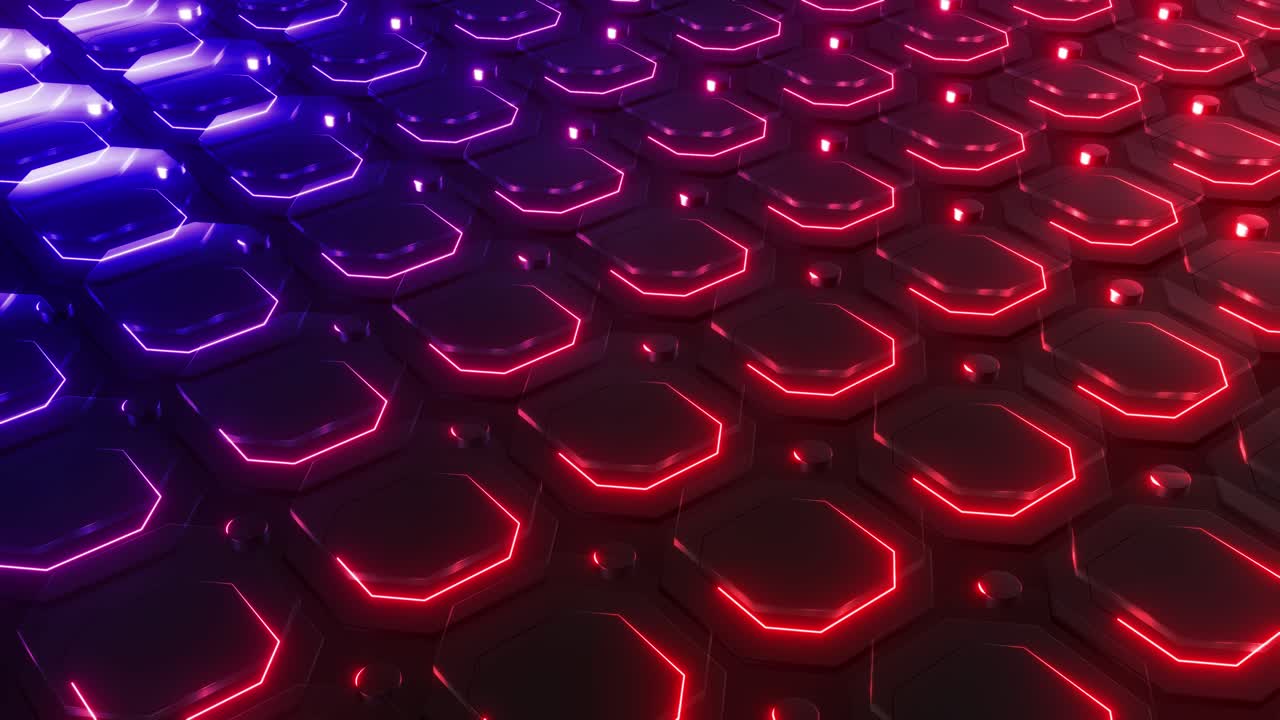 Abstrakt sekskantet mønster med neonglødende lys