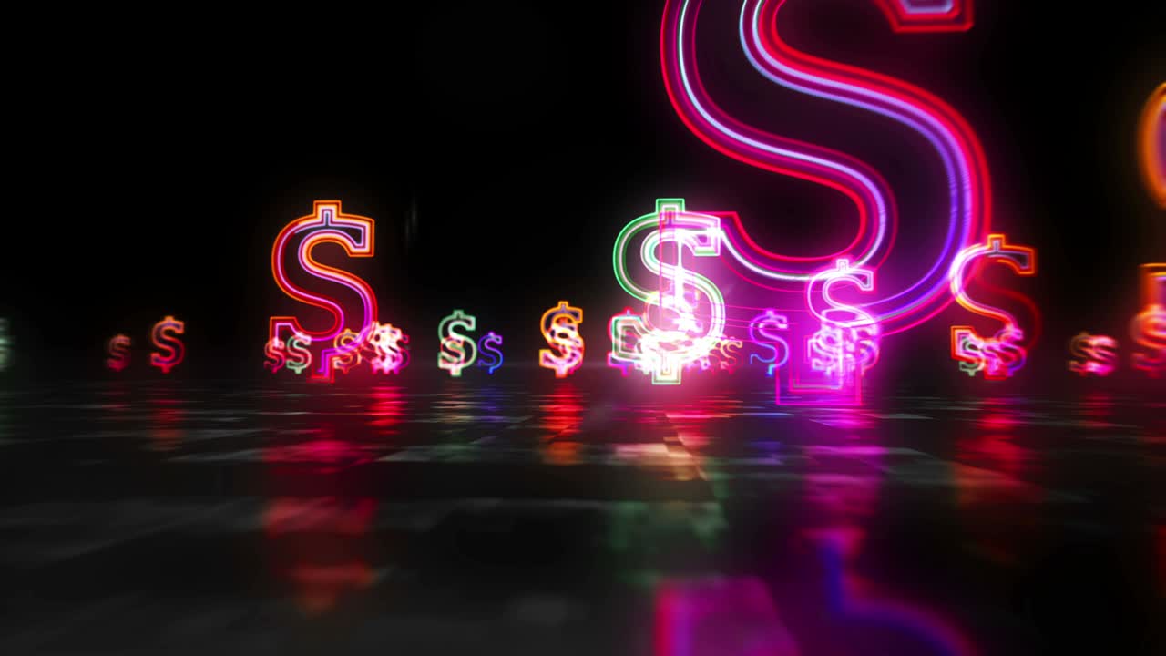 돈 기호 추상적인 루프 가능한 하이퍼스페이스 애니메이션