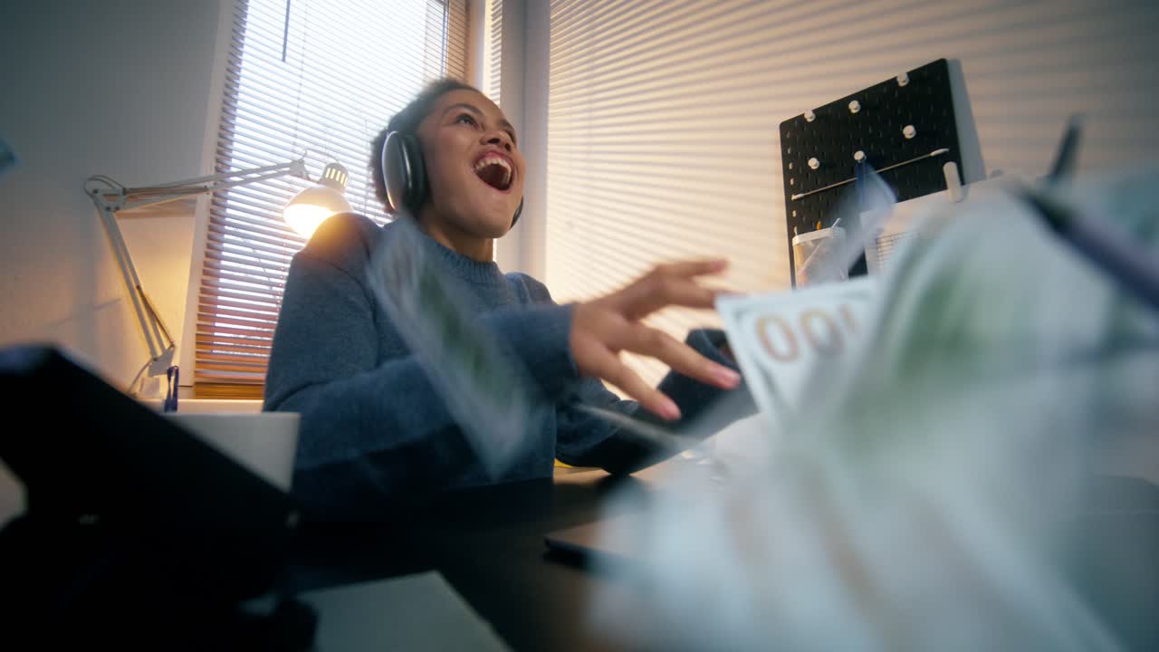 Excited Woman Celebrating Online Success