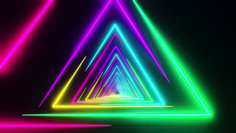 flying through multicolored triangles painted with light. infinitely looped animation.