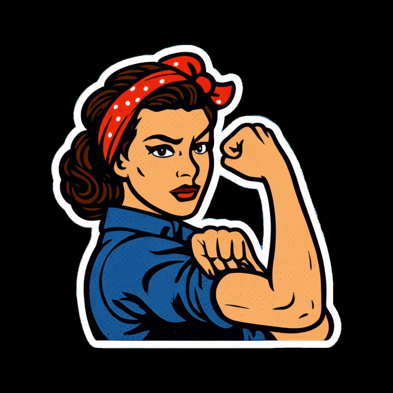 Empowered vintage pop woman animation isolated asset, transparent 4K video, alpha channel, ProRes