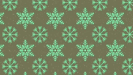 animación de iconos de copos de nieve en un patrón sin costuras y partículas blancas contra un fondo gris