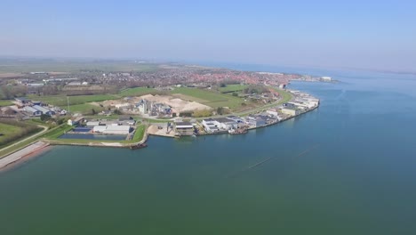 Aerial:-The-famous-fishing-town-port-Yerseke-in-the-Netherlands