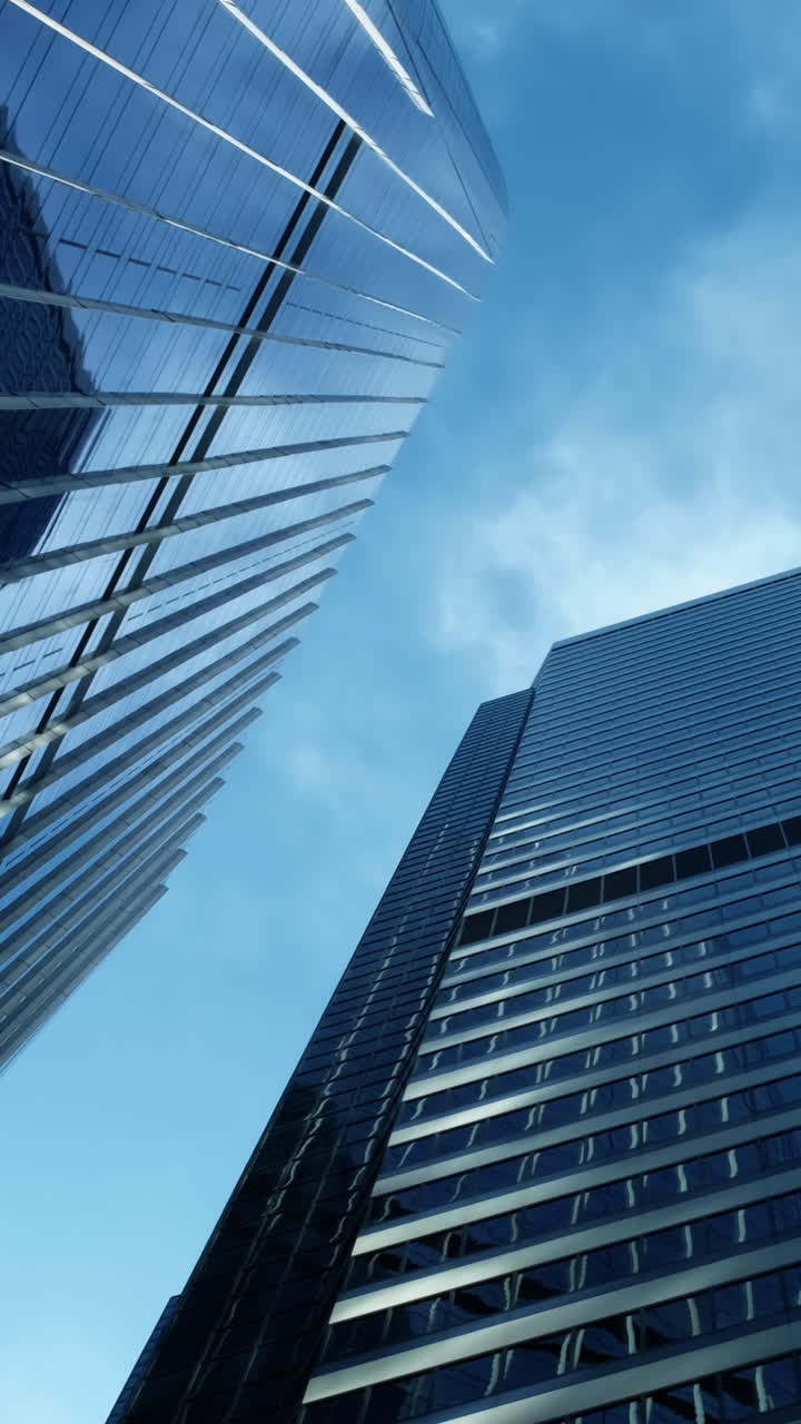 Time lapse of skyline commercial buildings and cloud sky.