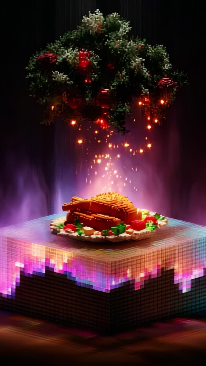 A Festive Culinary Display Featuring a Magnificent Feasting Platter with Decorated Surroundings and Glittering Sparkles that Captivates the Eyes, Perfect for Celebrations and Special Occasions