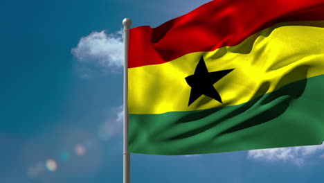 Ghana-national-flag-waving-on-flagpole