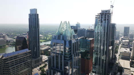 austin, texas cityscape with skyscrapers and lake
