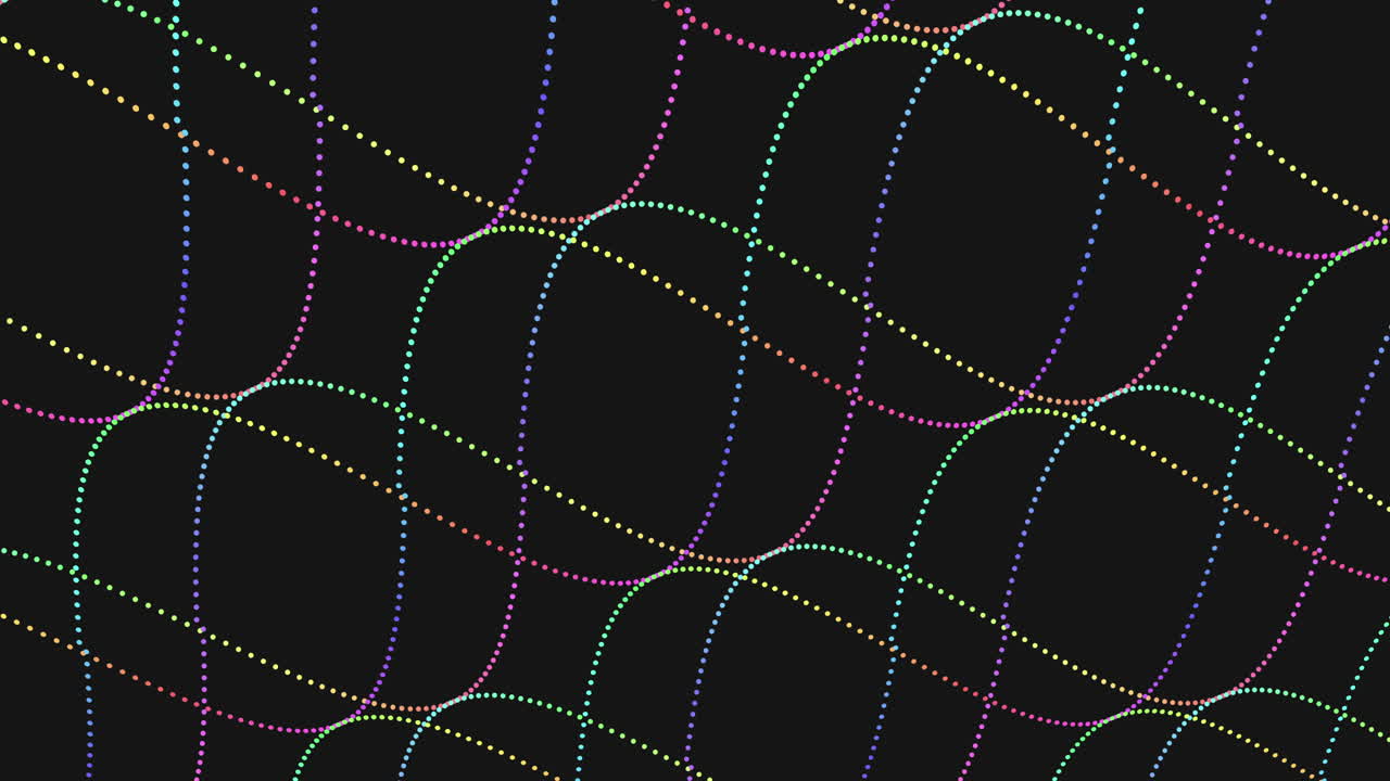 A monochromatic image displaying a zigzag pattern of wavy lines made from multicolored dots, offering a dynamic and abstract visual spectacle